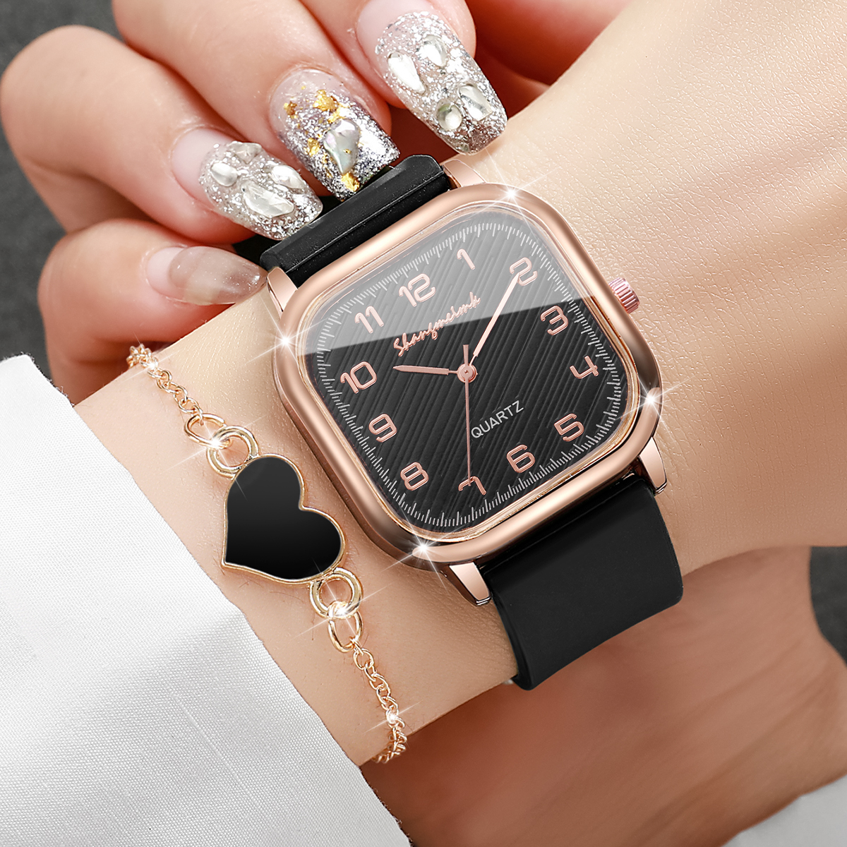 2PCS/Set Fashion Square Women  - Silicone Band Women avaliação e preço