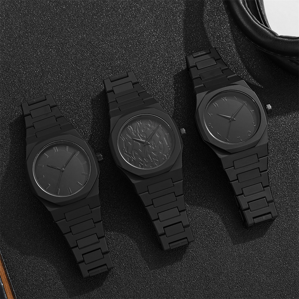 Men's Fashion Simple Black Lar - Butterfly Clasp Deployant avaliação e preço