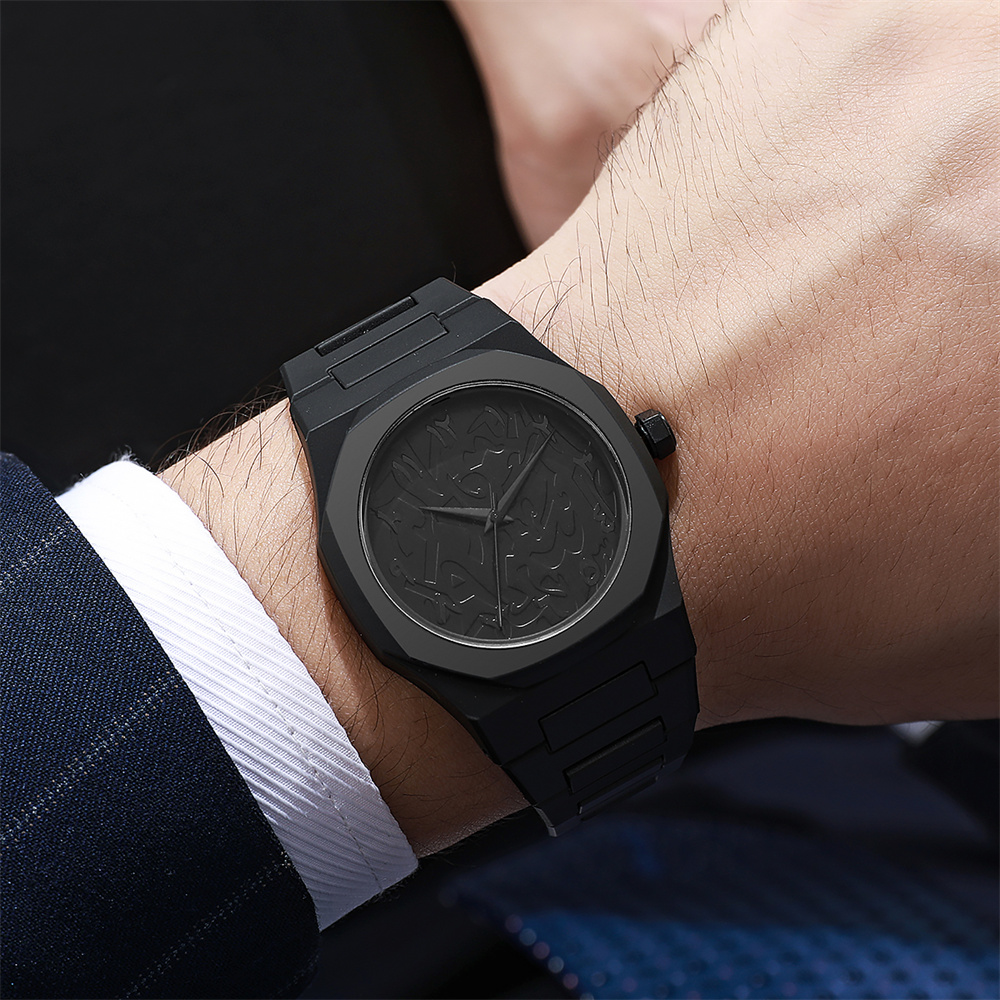 Men's Fashion Simple Black Lar - Butterfly Clasp Deployant avaliação e preço
