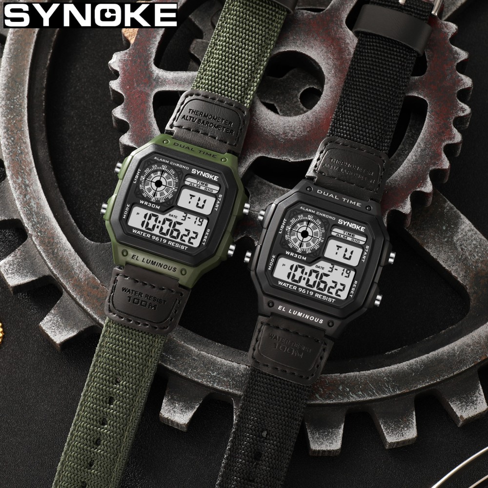 Synoke Outdoor Military Digita - Canvas Strap Watch avaliação e preço