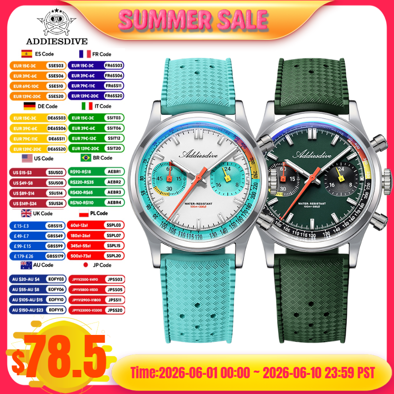 ADDIESDIVE 2025 NEW TOP 38mm M - Rubber Strap Diver avaliação e preço