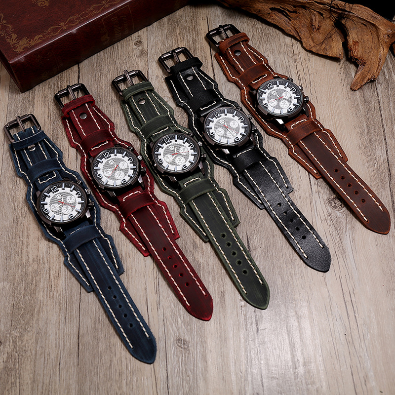 New Retro Mens Watches Genuine - Leather Watch Band Men avaliação e preço
