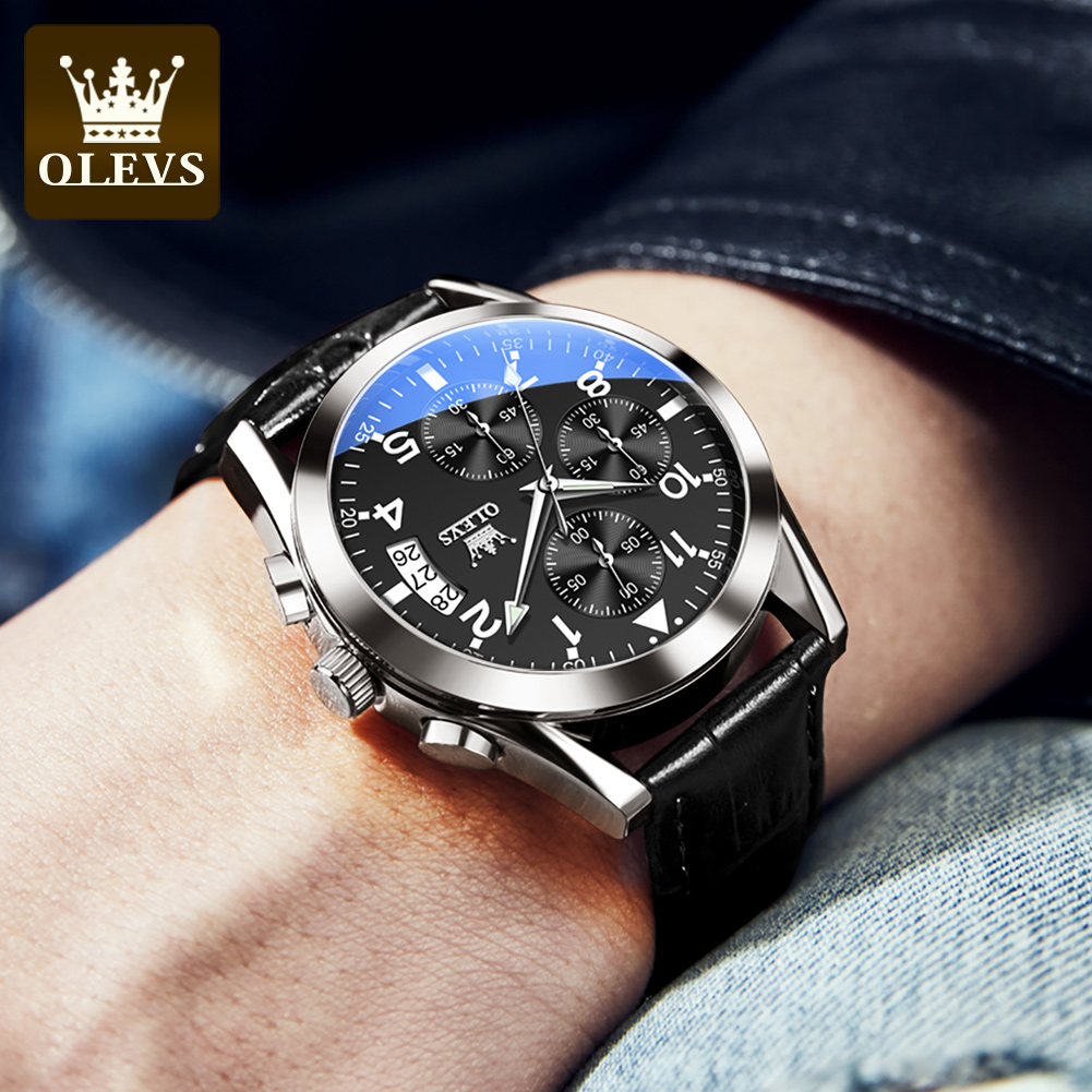 OLEVS Quartz Watch for Men Ori - Leather Watch Band Men avaliação e preço