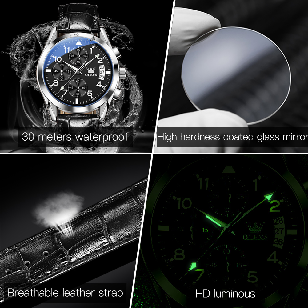 OLEVS Quartz Watch for Men Ori - Leather Watch Band Men avaliação e preço
