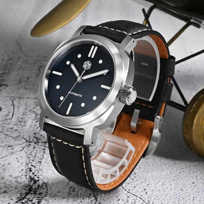 San Martin Mens Pilot Watches  - Leather Strap Quick Release avaliação e preço