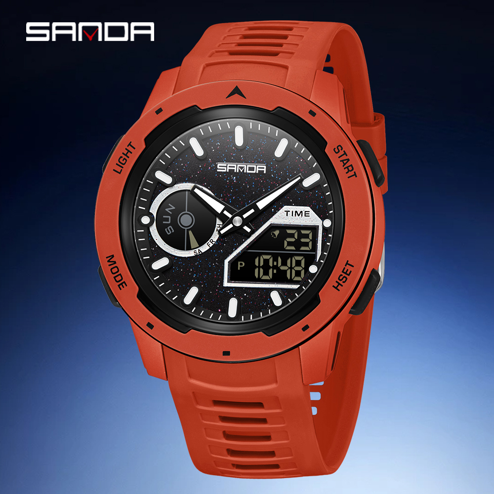 SANDA new men's fluorescent wa - Rubber Strap Diver avaliação e preço