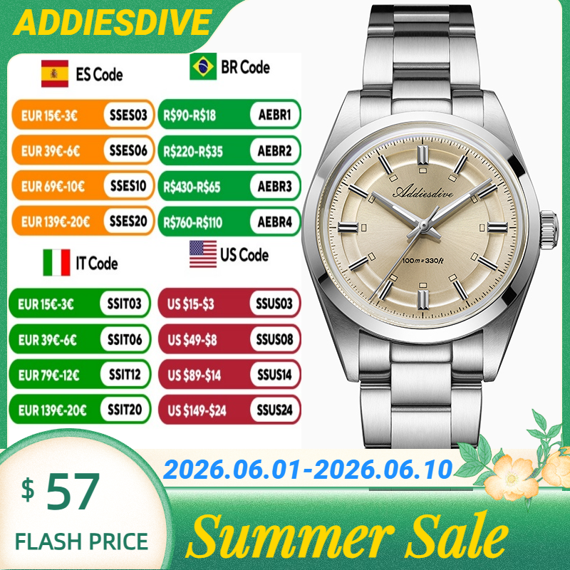 ADDIESDIVE Super Luminous Japa - Stainless Bracelet Diver avaliação e preço