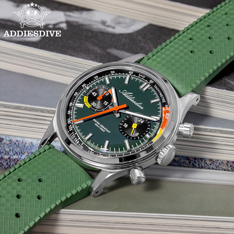 ADDIESDIVE Chronograph VK64 Wa - Rubber Strap Diver avaliação e preço