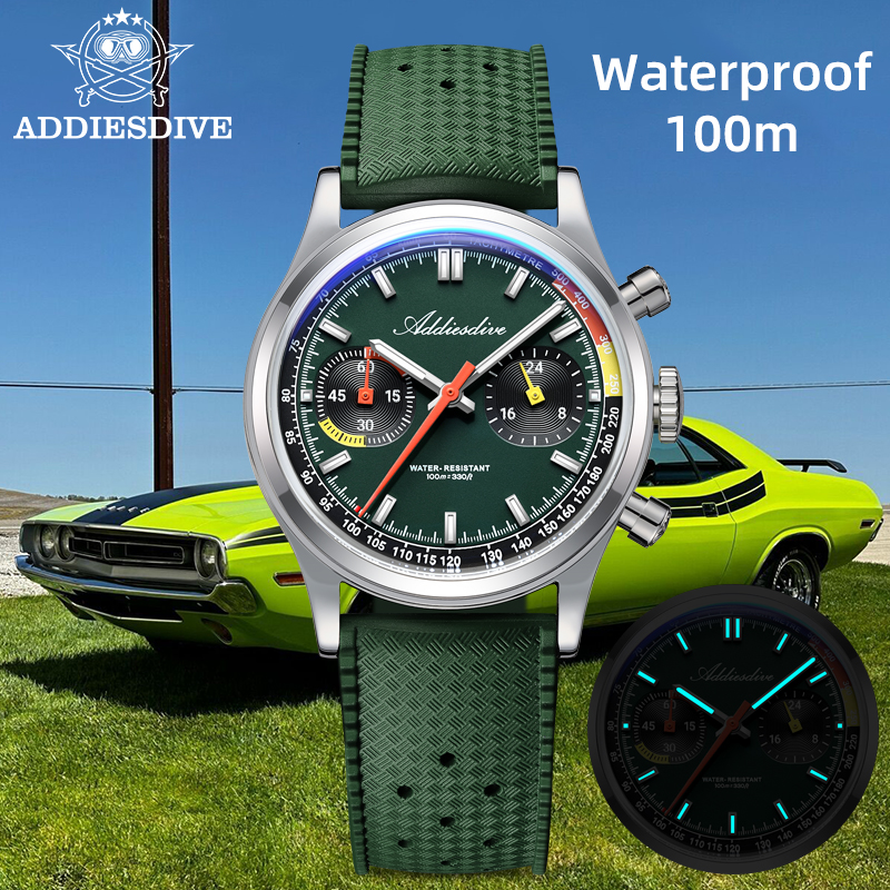 ADDIESDIVE Chronograph VK64 Wa - Rubber Strap Diver avaliação e preço