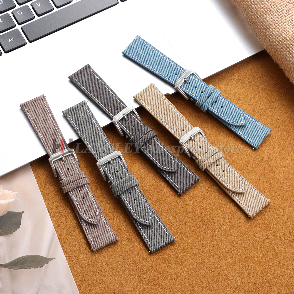 Denim Nylon Watch Strap Canvas - Leather Strap Quick Release avaliação e preço