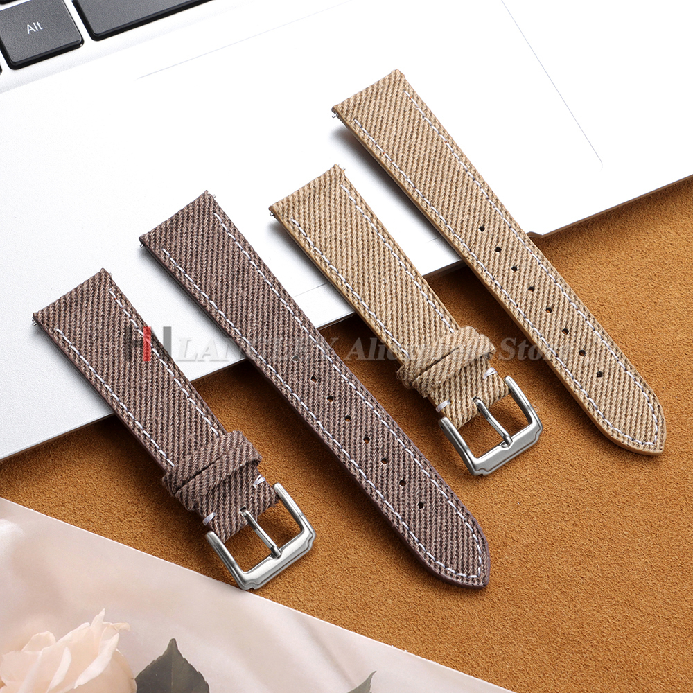 Denim Nylon Watch Strap Canvas - Leather Strap Quick Release avaliação e preço