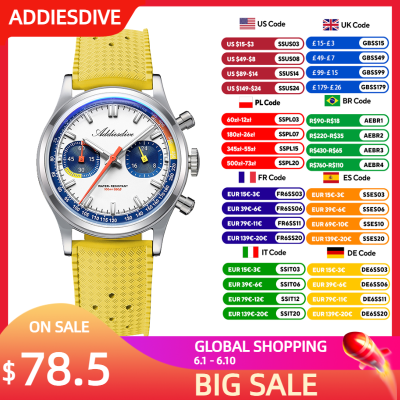 ADDIESDIVE Fashion Men's Quart - Rubber Strap Diver avaliação e preço