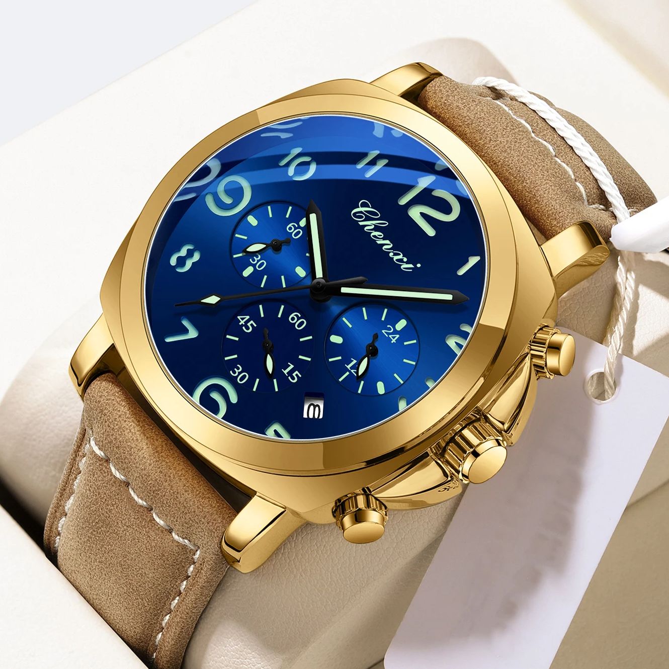 CHENXI Men Watch Multifunction - Leather Watch Band Men avaliação e preço