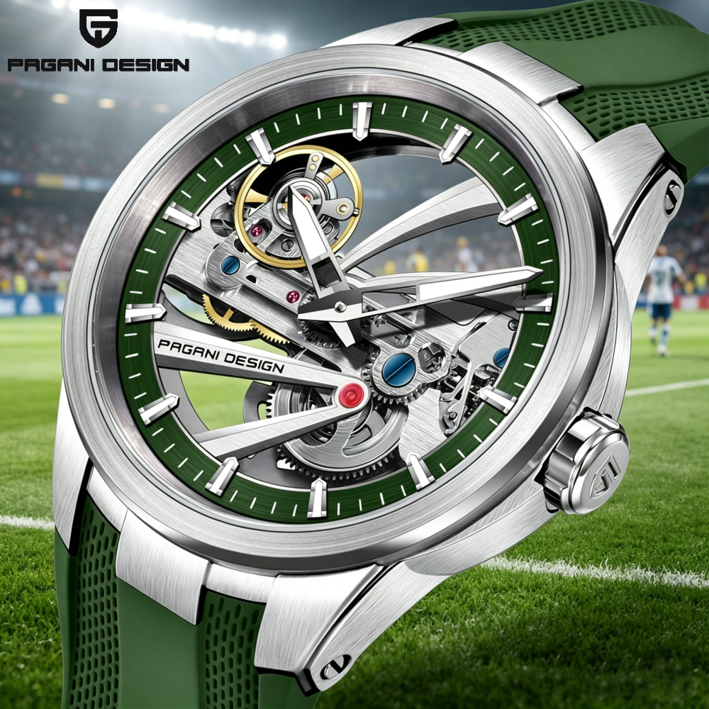 Green Skeleton PAGANI DESIGN P - Rubber Strap Diver avaliação e preço