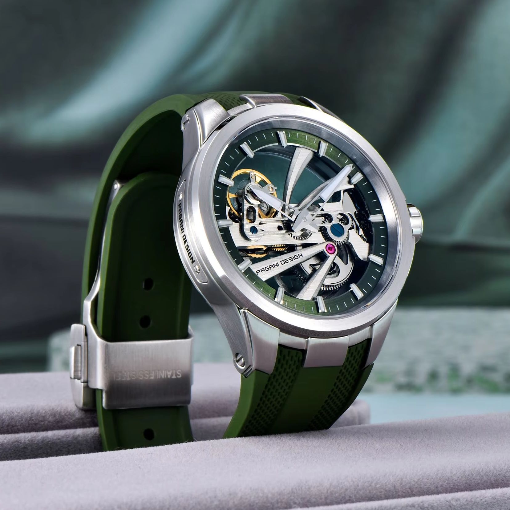 Green Skeleton PAGANI DESIGN P - Rubber Strap Diver avaliação e preço