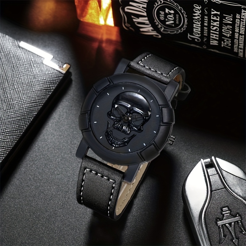 Skull Pattern Multi Display Po - Leather Watch Band Men avaliação e preço