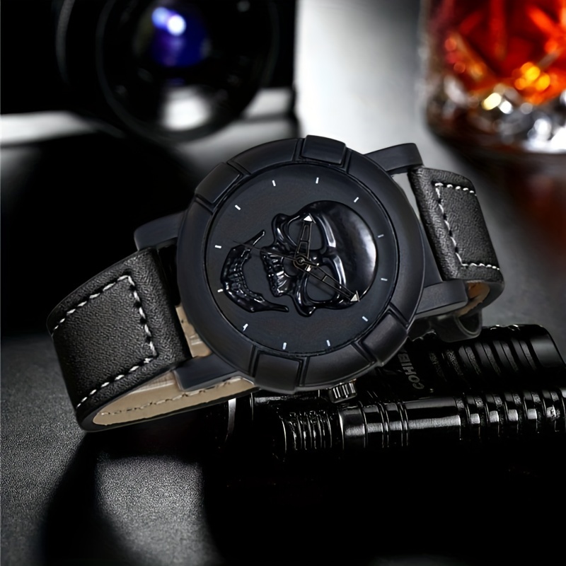 Skull Pattern Multi Display Po - Leather Watch Band Men avaliação e preço