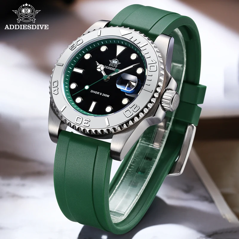 ADDIESDIVE Rotatable Ceramic B - Rubber Strap Diver avaliação e preço