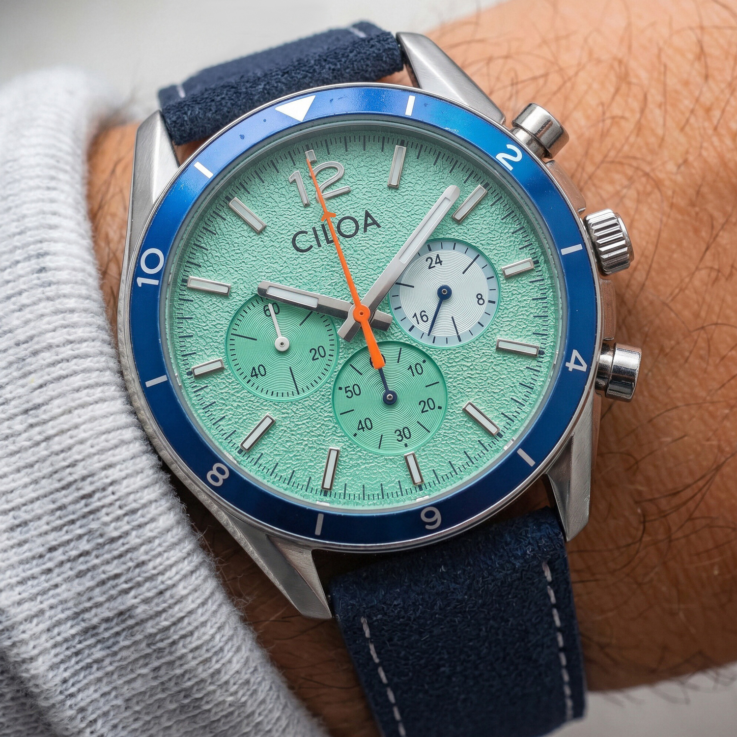 CILOA Men's Chronograph Watch  - Suede Strap Watch avaliação e preço