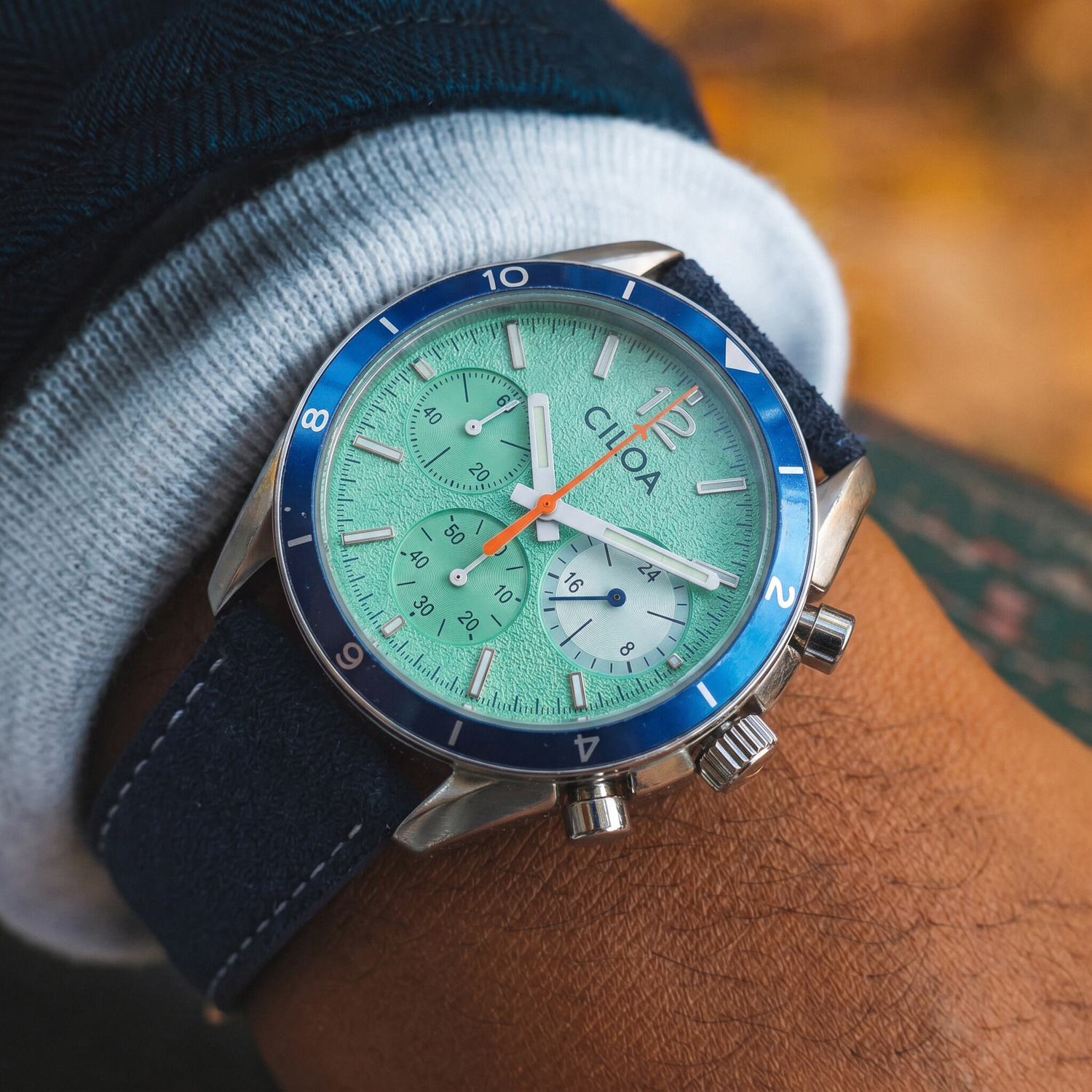 CILOA Men's Chronograph Watch  - Suede Strap Watch avaliação e preço