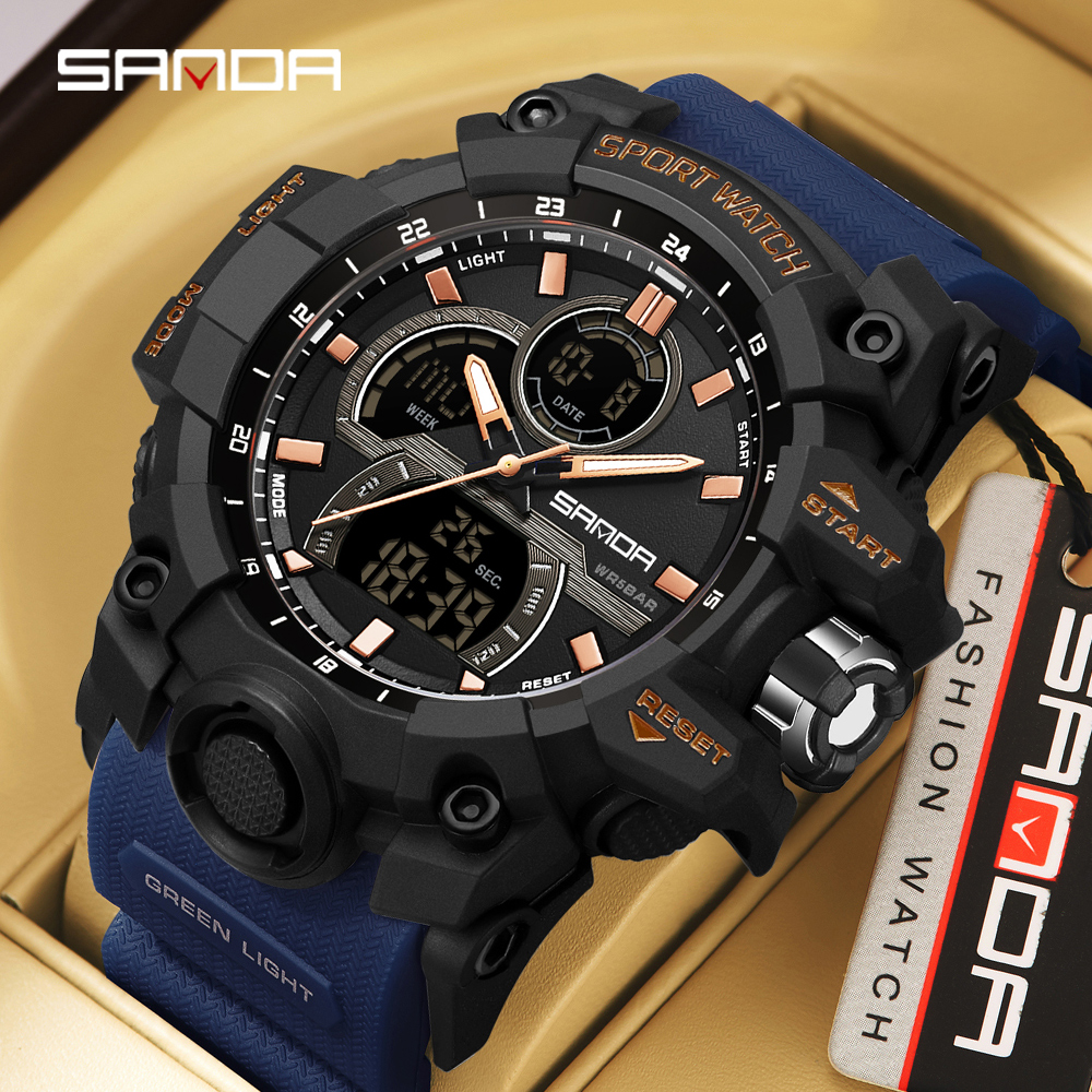 SANDA 6198 Men's Electronic Wa - Rubber Strap Diver avaliação e preço