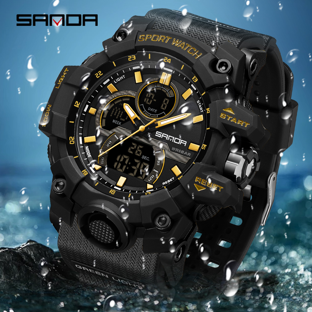 SANDA 6198 Men's Electronic Wa - Rubber Strap Diver avaliação e preço