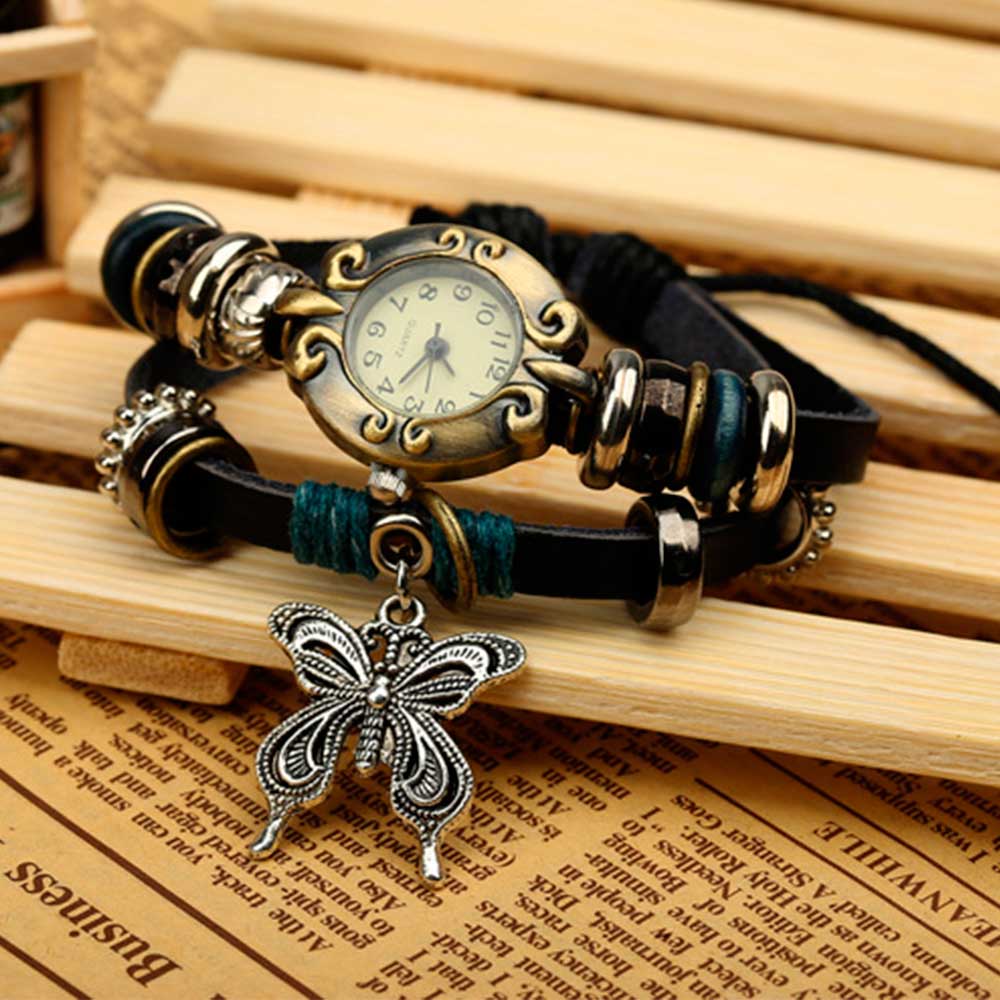 Handmade Butterfly Beads Brace - Leather Watch Band Men avaliação e preço