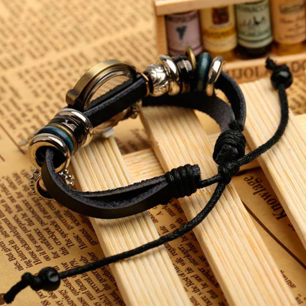 Handmade Butterfly Beads Brace - Leather Watch Band Men avaliação e preço