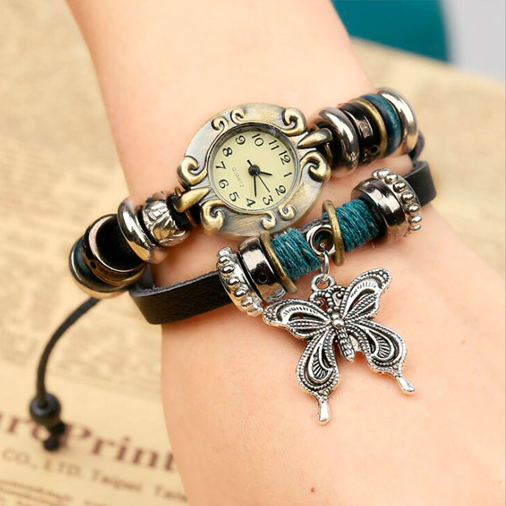Handmade Butterfly Beads Brace - Leather Watch Band Men avaliação e preço