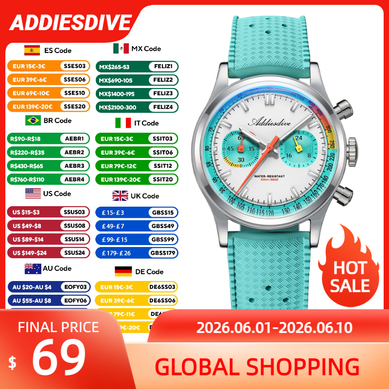 ADDIESDIVE NEW Multifunction C - Rubber Strap Diver avaliação e preço