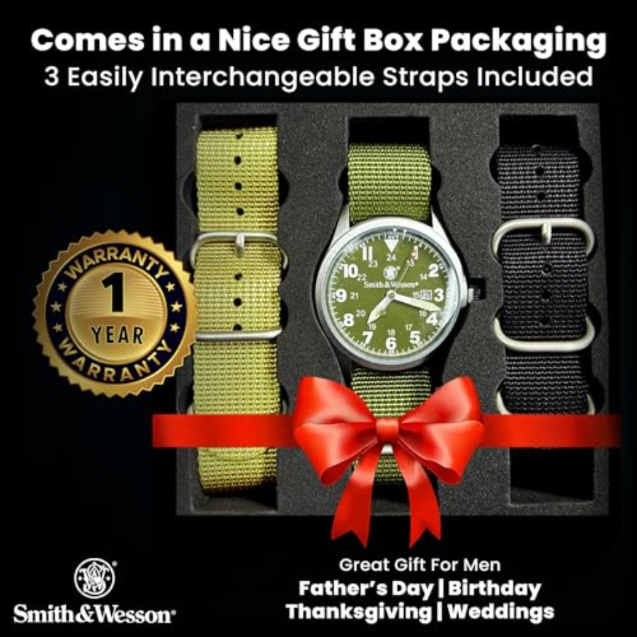 Men's Military Watch, 3 Interc - Canvas Strap Watch avaliação e preço