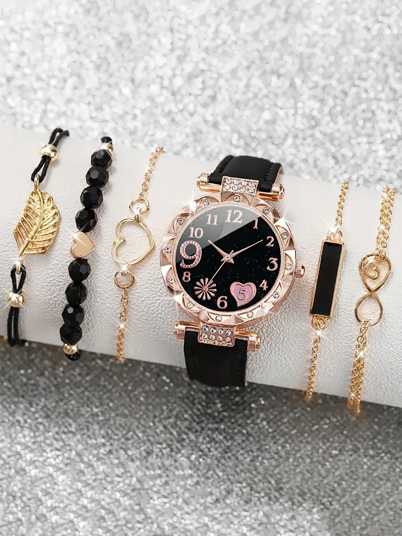 5Pcs Women Pink Suede Strap Wa - Suede Strap Watch avaliação e preço