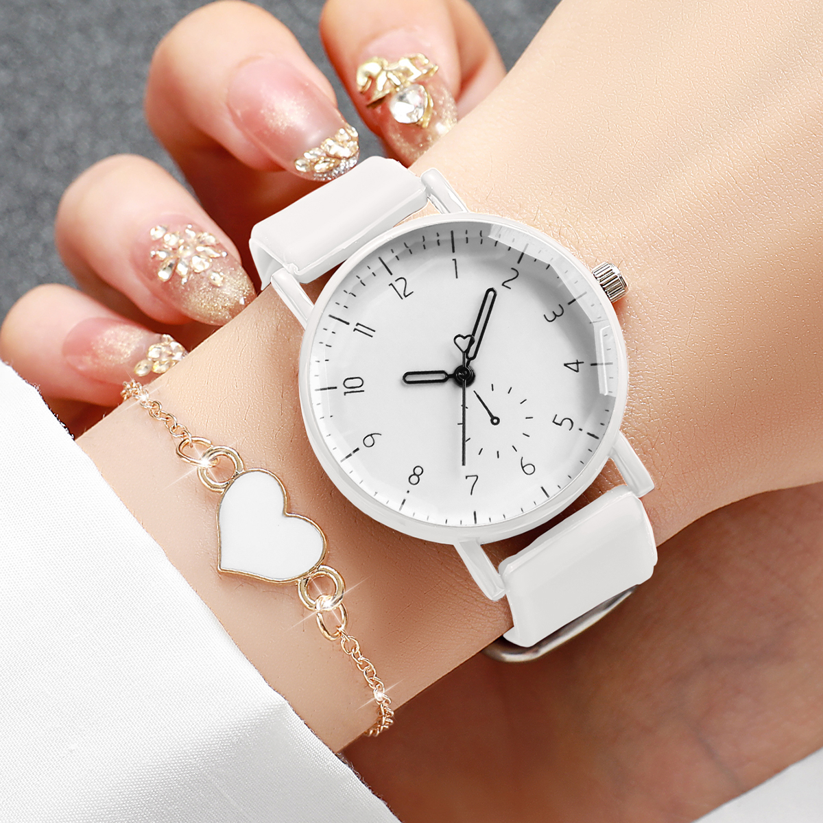 2PCS Simple Arabic Dial Women  - Silicone Band Women avaliação e preço