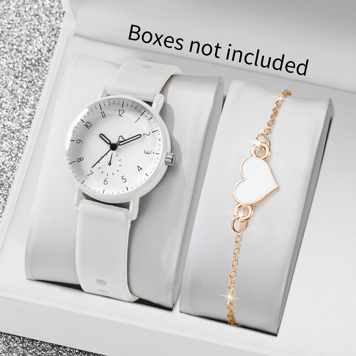 2PCS Simple Arabic Dial Women  - Silicone Band Women avaliação e preço
