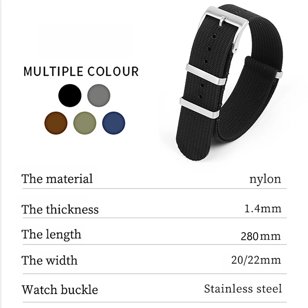 20mm 22mm High Quality Nylon W - Canvas Strap Watch avaliação e preço